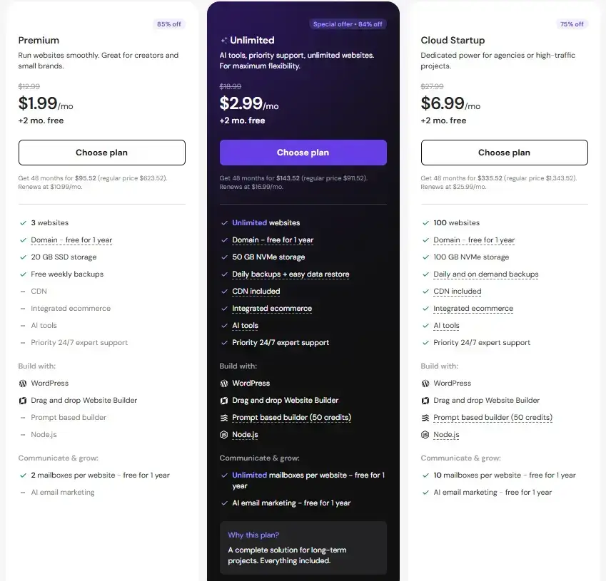 Hostinger cene prikaz u 2026
