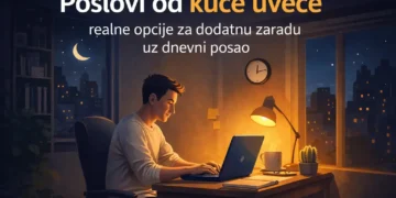 Poslovi od kuće uveče uz dnevni posao – osoba radi za laptopom u večernjim satima